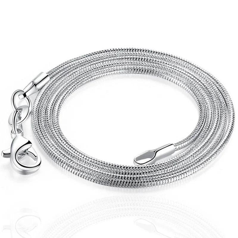 DOTEFFIL 925 Sterling Silver 5/10pcs/Lot 16/18/20/22/24/26/28/30 Inch 1.2mm Snake Chain Necklace For Woman Man Fashion Jewelry