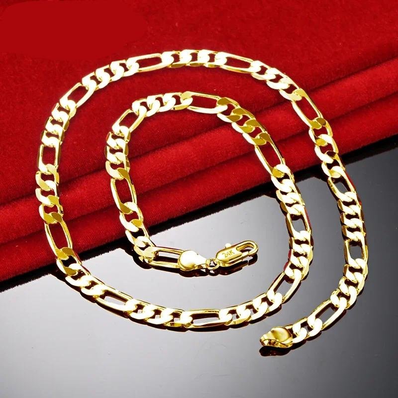 Collar DOTEFFIL de oro de 18 quilates con cadena de 8 mm y diseño lateral para hombre y mujer, joyería de lujo para personas mayores, collar llamativo.