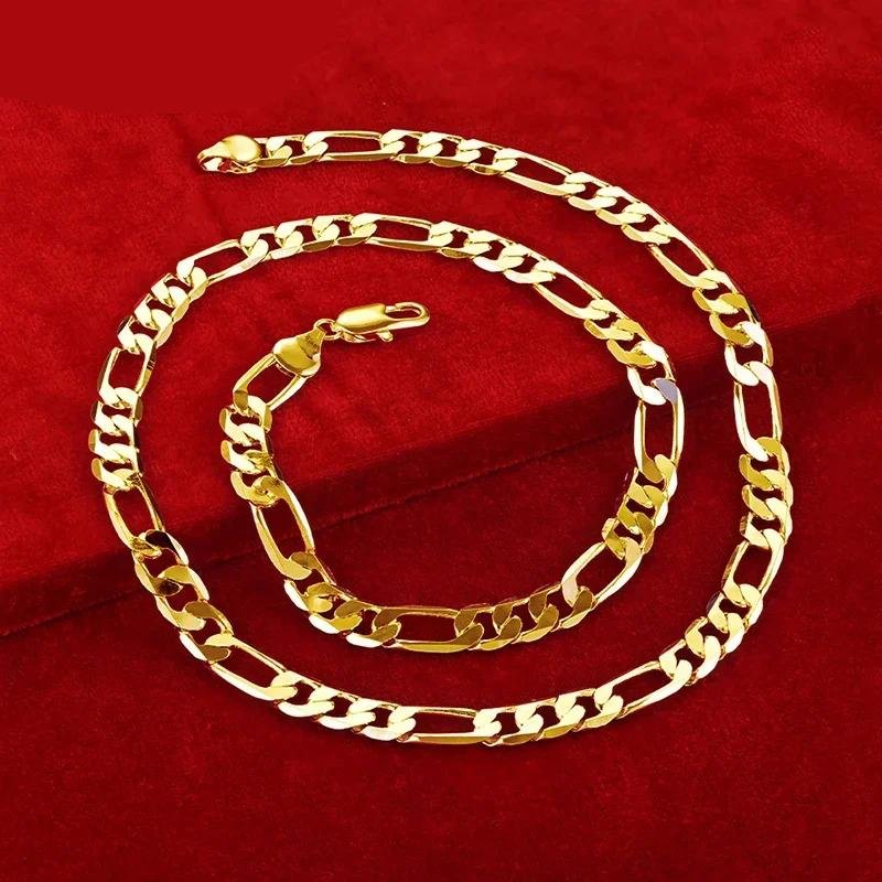 Collar DOTEFFIL de oro de 18 quilates con cadena de 8 mm y diseño lateral para hombre y mujer, joyería de lujo para personas mayores, collar llamativo.