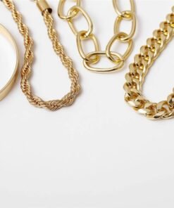 Juego de 4 pulseras de cadena cubana para mujer