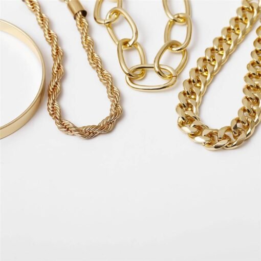 Juego de 4 pulseras de cadena cubana para mujer