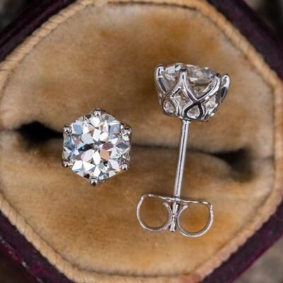 Pendientes de moissanita de plata de ley 925 para mujer