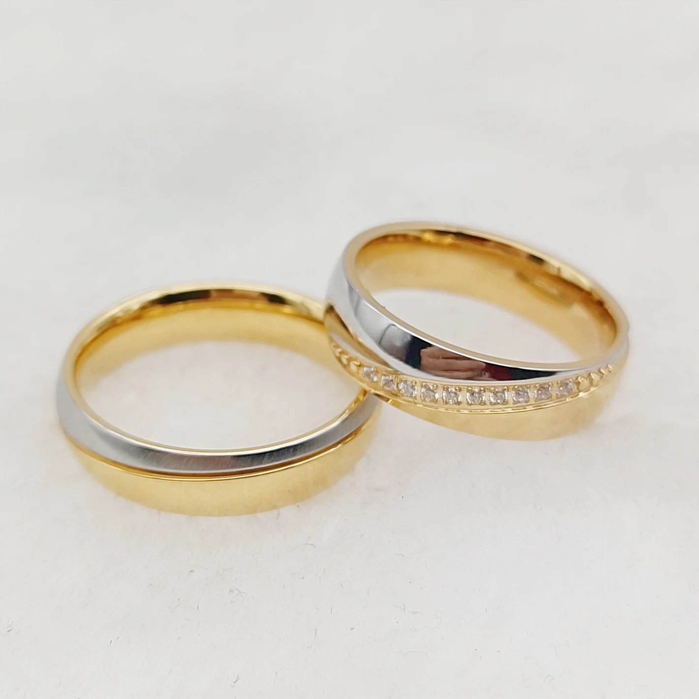 Alianzas de amor, anillos de boda para parejas, joyería de diseñador en dos tonos chapada en oro de 14 k, anillos de compromiso de matrimonio para damas y mujeres.