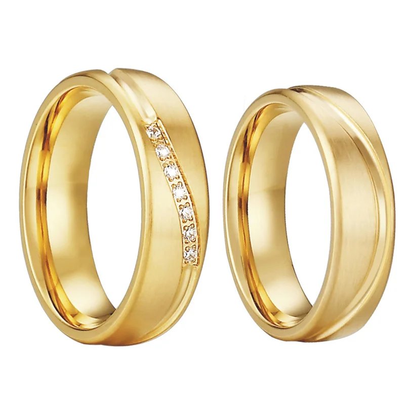 Anillos de boda occidentales de alta calidad para hombres y mujeres, joyería africana de acero inoxidable chapada en oro de 18 quilates de Dubái, alianza para amantes de la joyería.