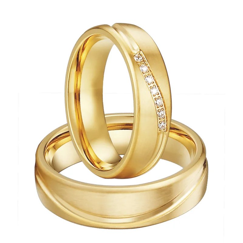 Anillos de boda occidentales de alta calidad para hombres y mujeres, joyería africana de acero inoxidable chapada en oro de 18 quilates de Dubái, alianza para amantes de la joyería.