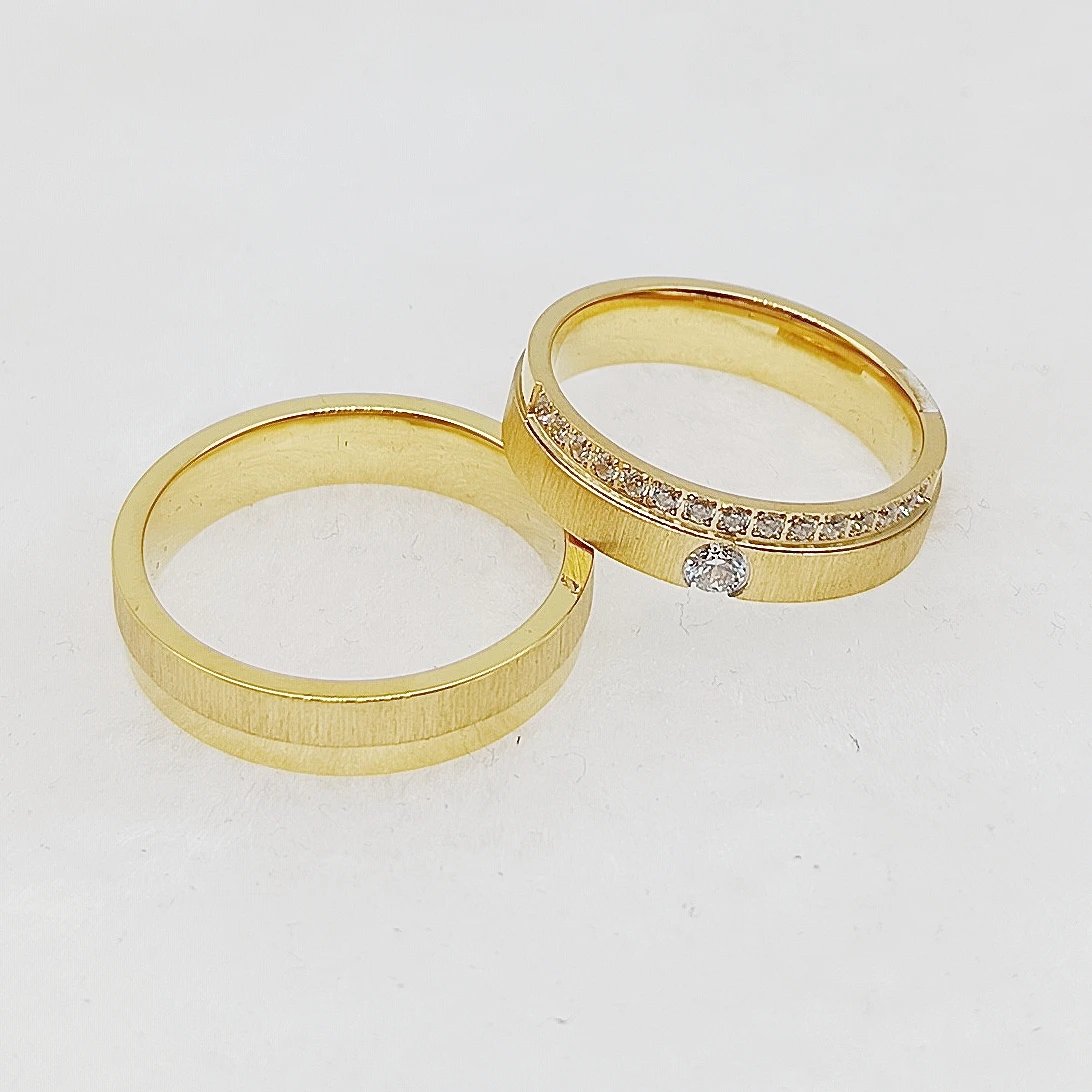 2025 Crown Wedding Rings Sets for Couples Men And Women 24k Gold Plated Stainless Steel Jewelry Statement Alliace Lover's Ring