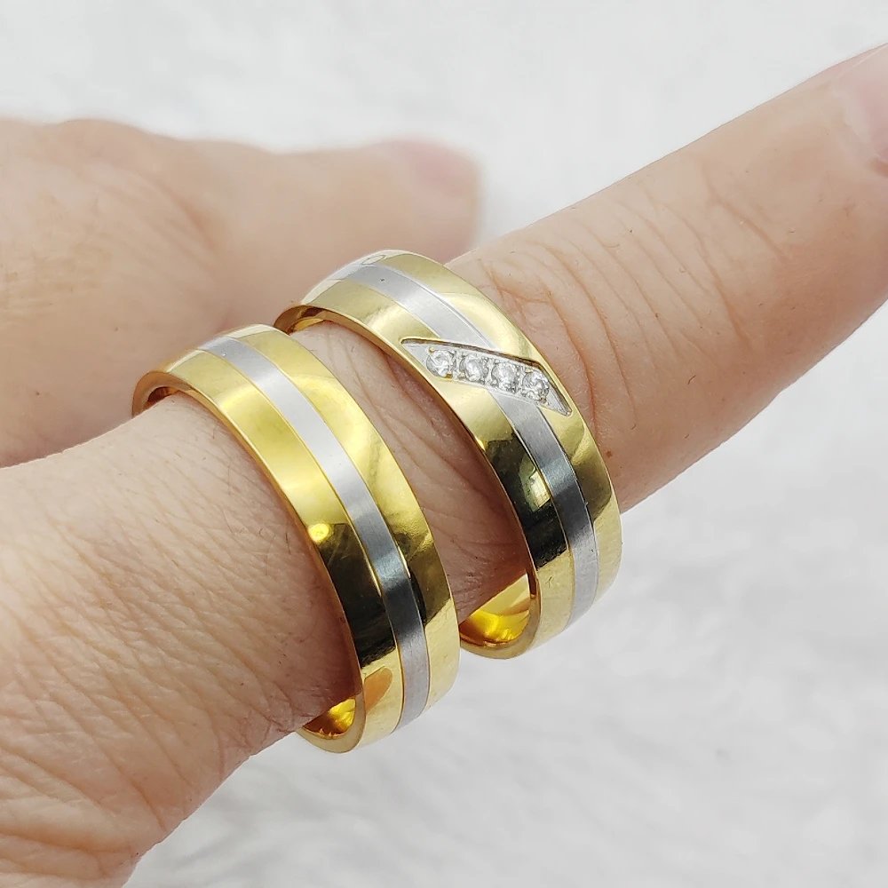 Anillos de boda a juego para amantes de San Valentín, joyas hipoalergénicas, chapados en oro de 18 quilates, anillos de pareja para hombres y mujeres, alianzas.
