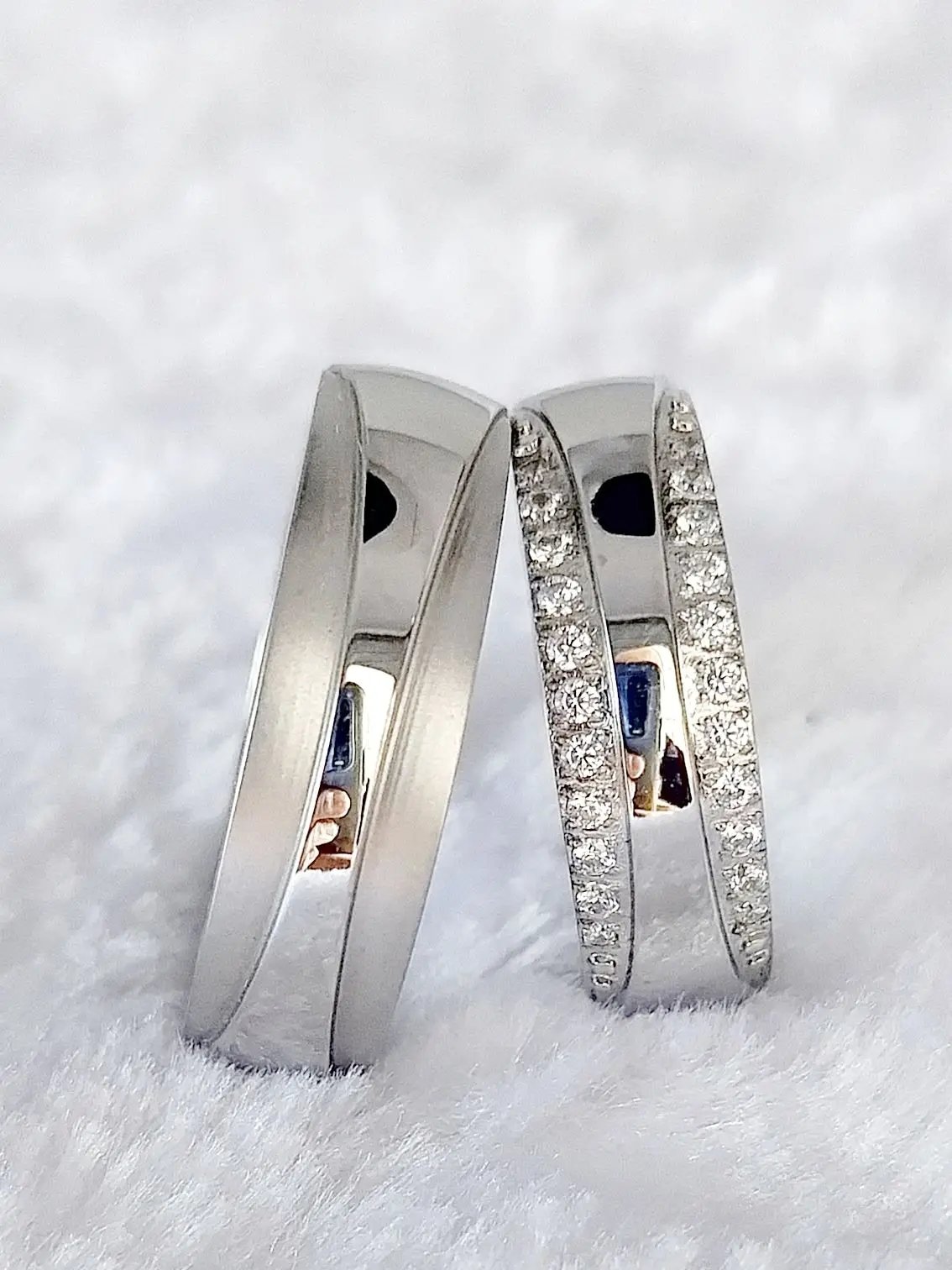 Anillos de boda de promesa de matrimonio, conjunto de pareja, venta al por mayor, joyería de acero inoxidable de plata occidental de alta calidad a prueba de agua que nunca se desvanece