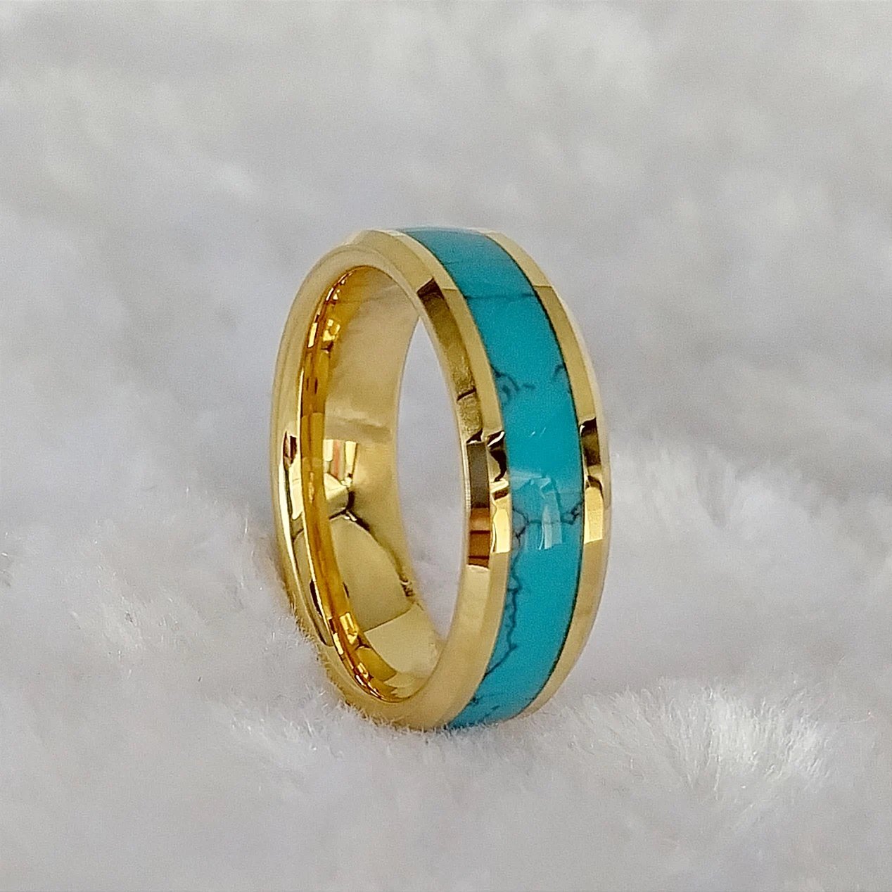 Anillos de carburo de tungsteno turquesa natural azul de alta calidad para hombres y niños, joyería chapada en oro de 18 quilates de diseño occidental. Anillos de carburo de tungsteno turquesa natural azul de alta calidad para hombres y niños, joyería chapada en oro de 18 quilates de diseño occidental.