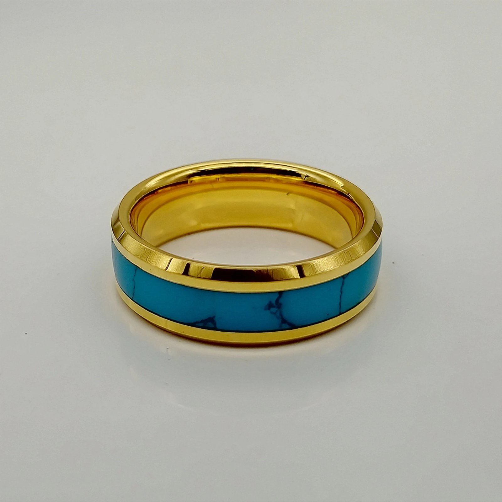 Anillos de carburo de tungsteno turquesa natural azul de alta calidad para hombres y niños, joyería chapada en oro de 18 quilates de diseño occidental. Anillos de carburo de tungsteno turquesa natural azul de alta calidad para hombres y niños, joyería chapada en oro de 18 quilates de diseño occidental.