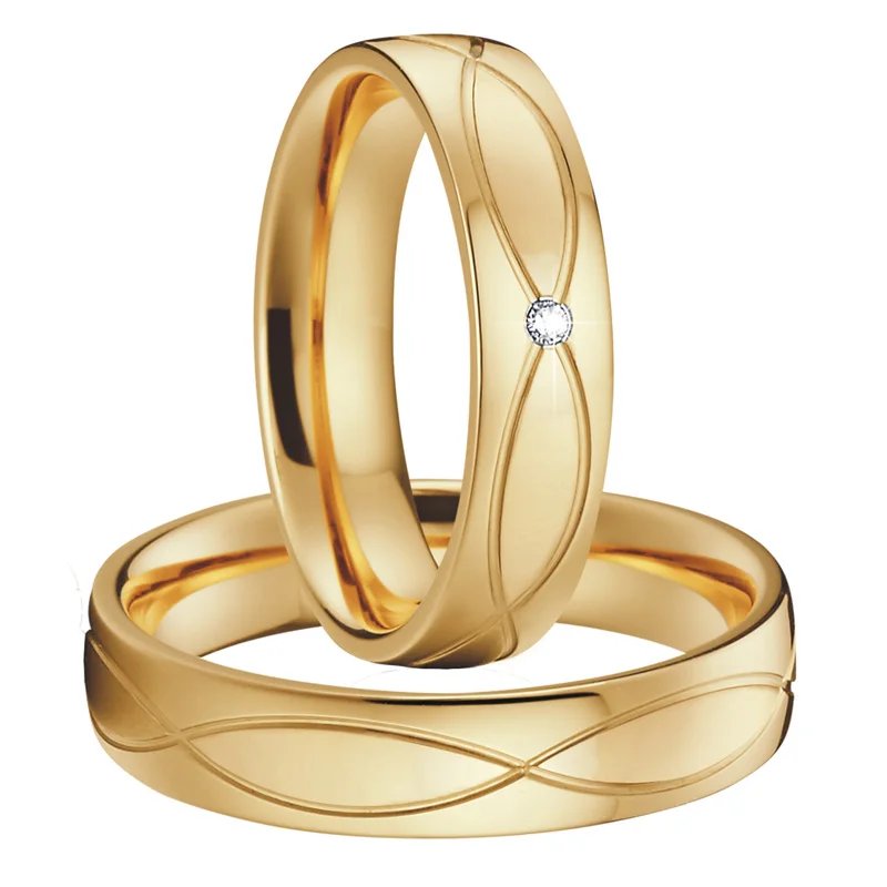 Vintage wedding rings for men and women Lovers Alliance 1 pair 18k gold plated jewelry Eternal Bridal finger promise couple ring