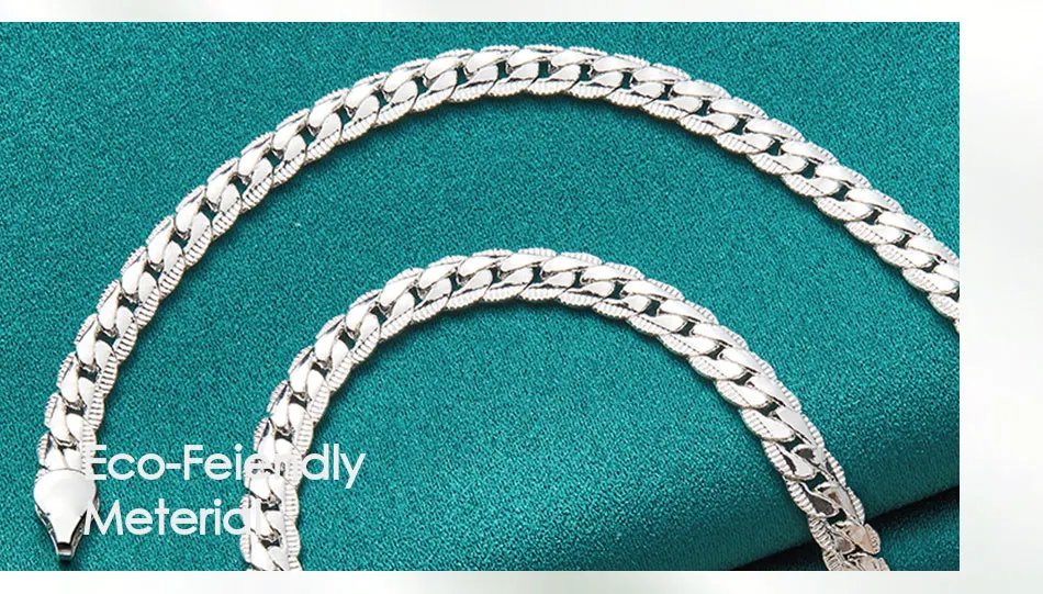 Collar DOTEFFIL de plata de ley 925 con cadena lateral de 6 mm, de 16, 18, 20, 22 y 24 pulgadas, para mujer y hombre, ideal como regalo de boda o compromiso.
