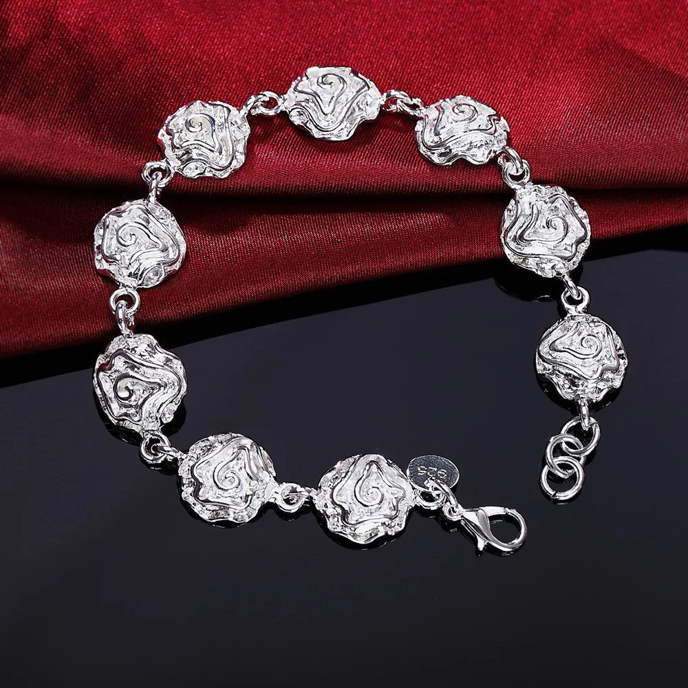 Pulsera de cadena cuadrada sólida de plata esterlina 925 noble para mujeres y hombres, amuleto para fiesta, regalo de boda, joyería de moda