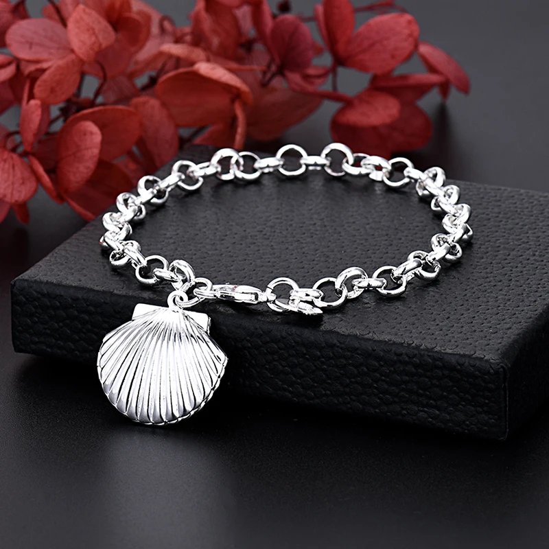 Pulsera de cadena cuadrada sólida de plata esterlina 925 noble para mujeres y hombres, amuleto para fiesta, regalo de boda, joyería de moda