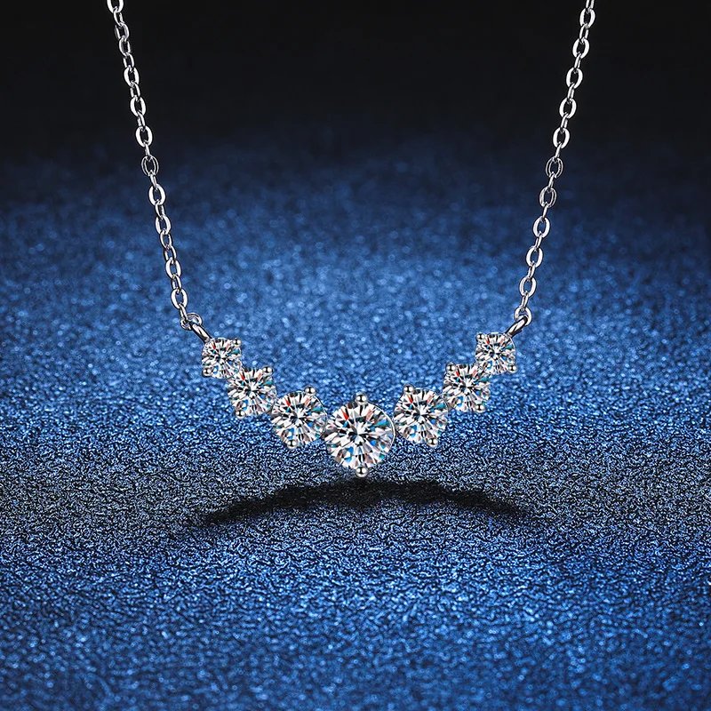 Collar de moissanita para mujer, joyería fina de boda con certificados, collar de plata de ley 925 bañado en oro blanco de 18 quilates.
