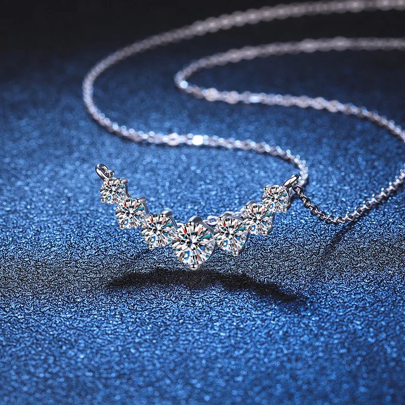 Collar de moissanita para mujer, joyería fina de boda con certificados, collar de plata de ley 925 bañado en oro blanco de 18 quilates.