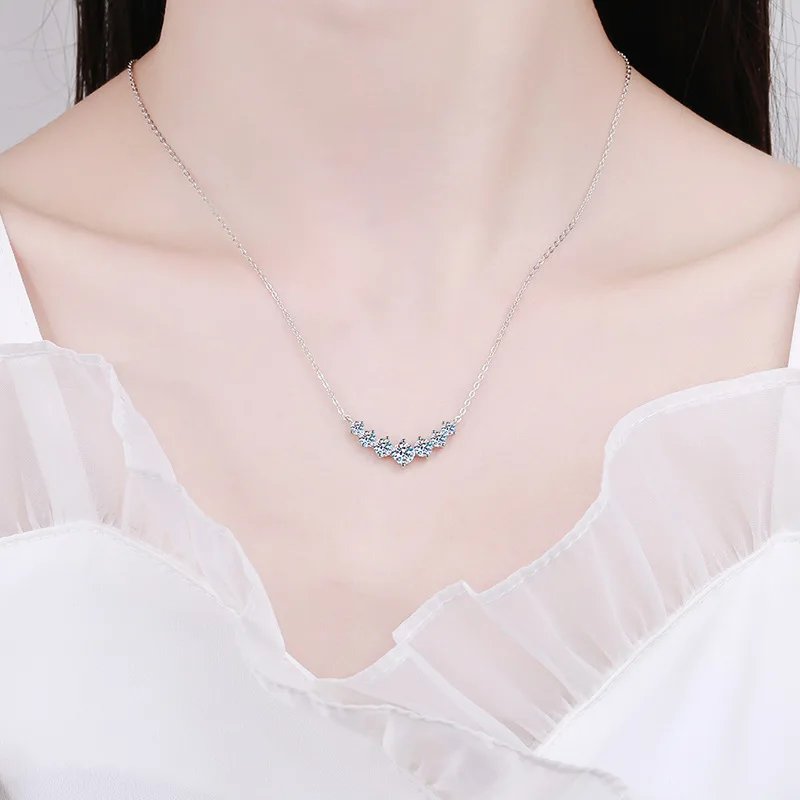 Collar de moissanita para mujer, joyería fina de boda con certificados, collar de plata de ley 925 bañado en oro blanco de 18 quilates.