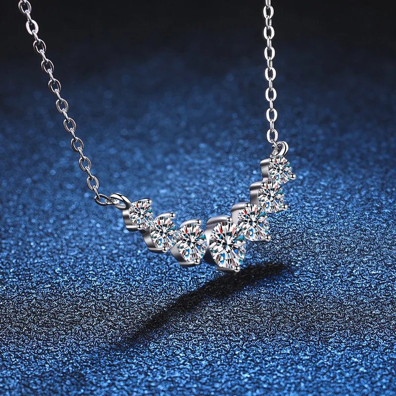 Collar de moissanita para mujer, joyería fina de boda con certificados, collar de plata de ley 925 bañado en oro blanco de 18 quilates.
