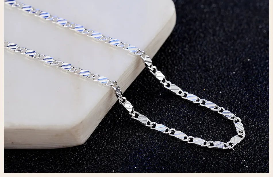 DOTEFFIL - Collar de cadena con dijes de plata de ley 925 de 16, 18, 20, 22, 24, 26, 28 y 30 pulgadas y 2 mm para mujer y hombre, joyería de moda para bodas y fiestas.