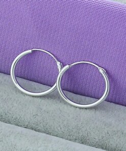 Pendientes de Aro de Plata 925 – Círculo Liso 30mm para Mujer