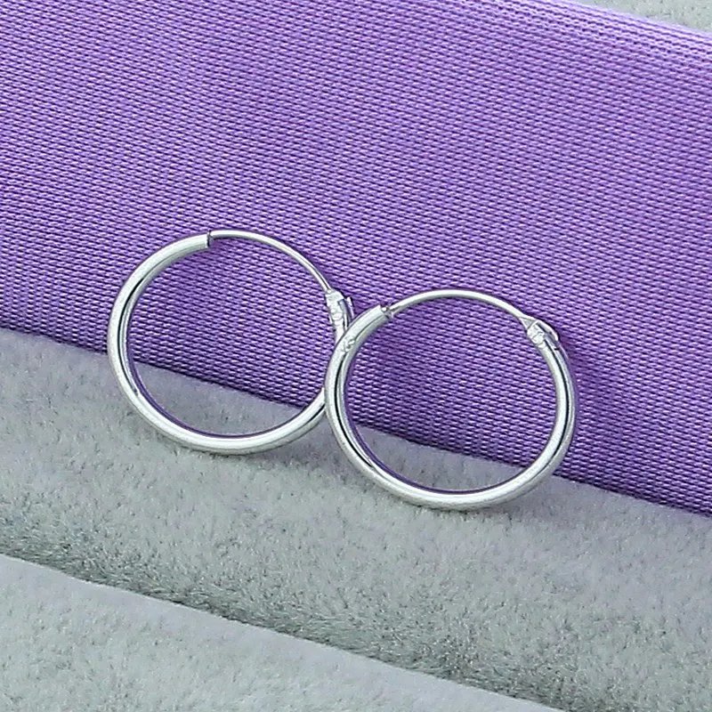Pendientes de aro DOTEFFIL de plata de ley 925 de 30 mm con forma de círculo liso para mujer, joyería de moda para bodas, compromisos y fiestas.