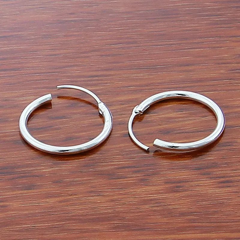 Pendientes de aro DOTEFFIL de plata de ley 925 de 30 mm con forma de círculo liso para mujer, joyería de moda para bodas, compromisos y fiestas.