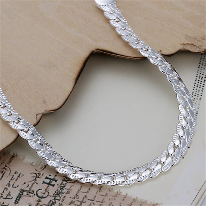 Pulsera DOTEFFIL de cadena lateral de 6 mm en plata de ley 925 para mujer, con dije para boda, compromiso, fiesta, joyería de moda.