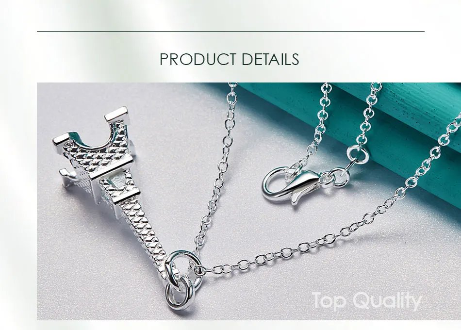 DOTEFFIL - Collar con colgante de la Torre Eiffel de París en plata de ley 925, cadena de 40 a 76 cm para mujer, joyería de moda para bodas y compromisos.