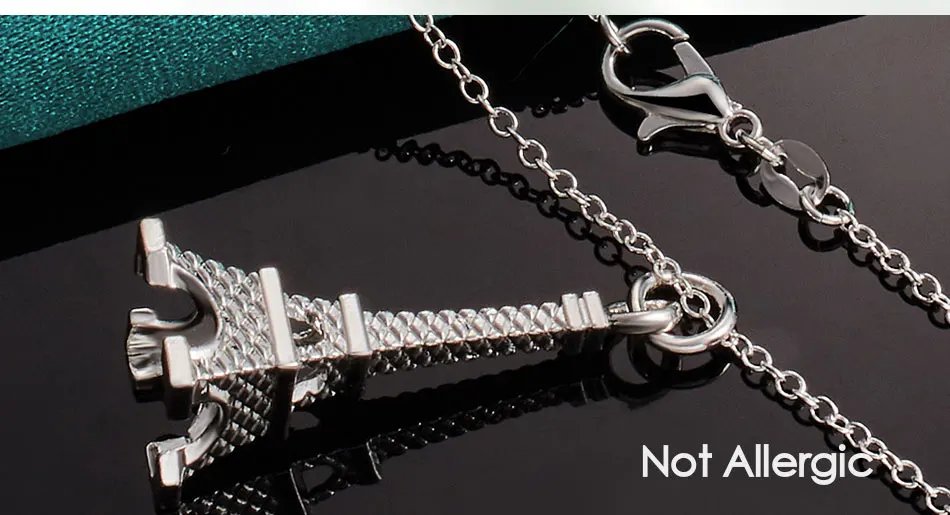 DOTEFFIL - Collar con colgante de la Torre Eiffel de París en plata de ley 925, cadena de 40 a 76 cm para mujer, joyería de moda para bodas y compromisos.