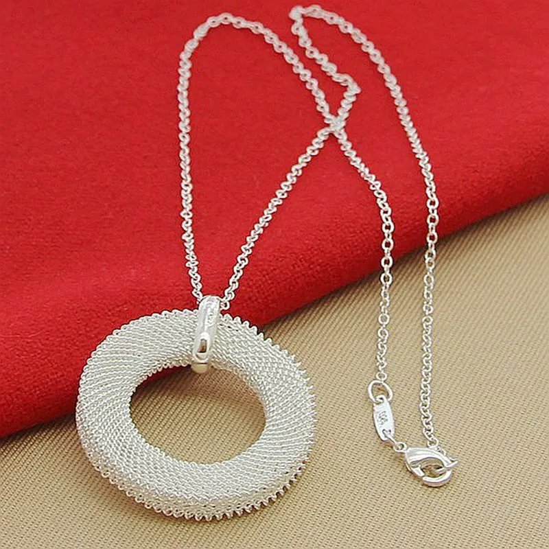 Collar DOTEFFIL con colgantes de plata de ley 925 con forma de círculo para mujer, ideal como regalo de boda, compromiso o fiesta.