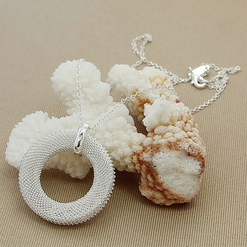 Collar DOTEFFIL con colgantes de plata de ley 925 con forma de círculo para mujer, ideal como regalo de boda, compromiso o fiesta.