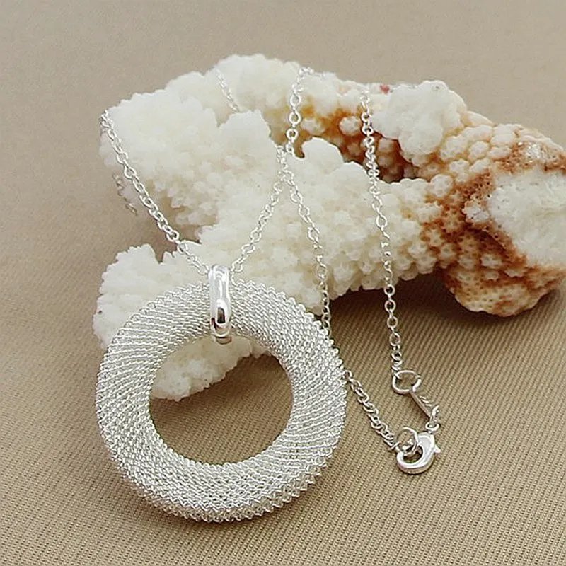 Collar DOTEFFIL con colgantes de plata de ley 925 con forma de círculo para mujer, ideal como regalo de boda, compromiso o fiesta.