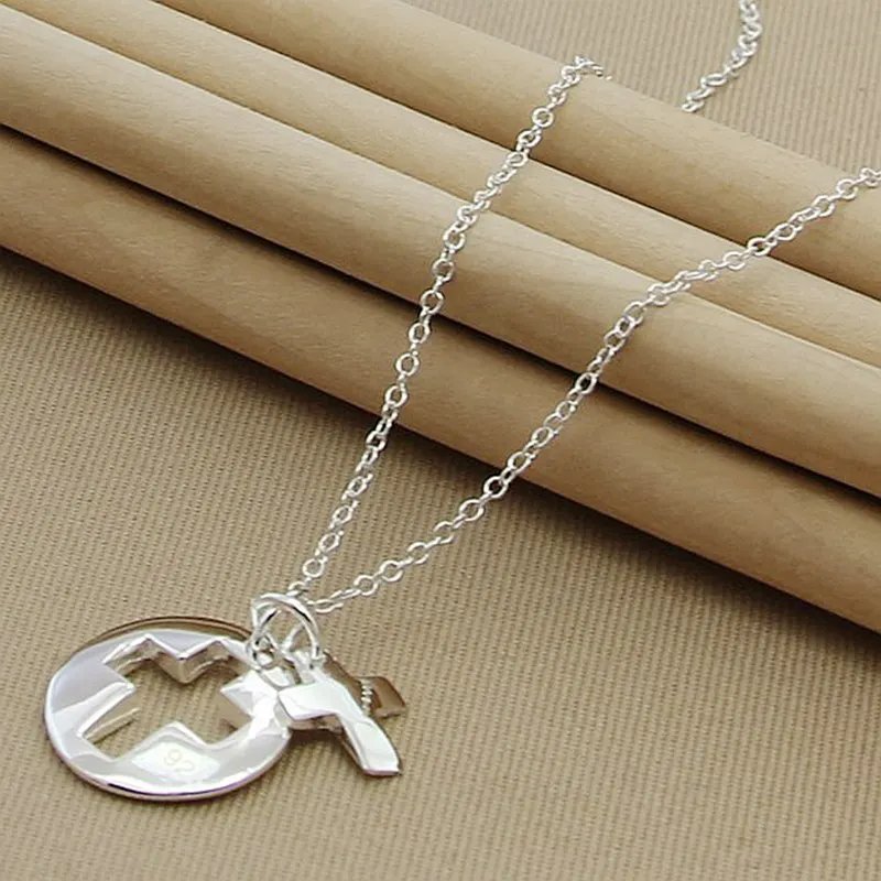 DOTEFFIL - Collar con colgante de cruz redonda de plata de ley 925, cadena de 18 pulgadas para mujer, joyería para bodas, compromisos y fiestas.