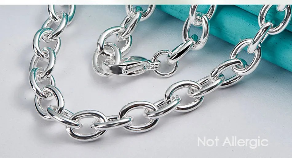 DOTEFFIL - Collar de cadena básica original de 18 pulgadas de plata de ley 925 con cierre de langosta para mujeres y hombres