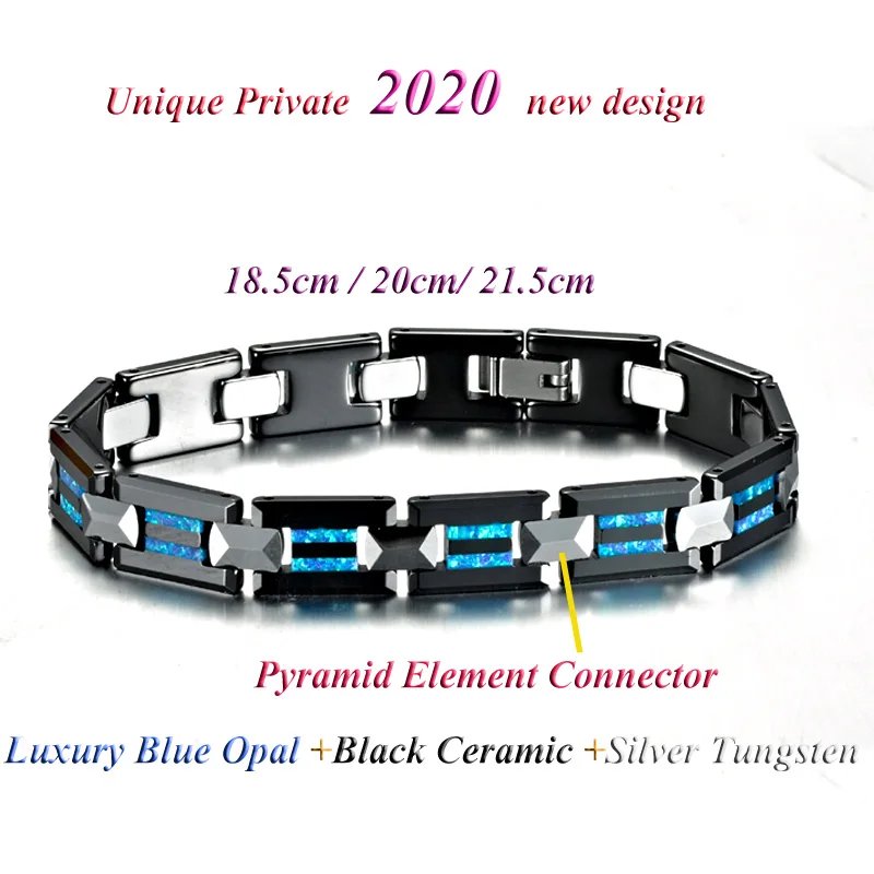 Luxury Bracelets for men male waterproof tarnish free Designer Tungsten black ceramic blue opal Black Ceramic Fine Jewelry Luxury Bracelets for men male waterproof tarnish free Designer Tungsten black ceramic blue opal Black Ceramic Fine Jewelry