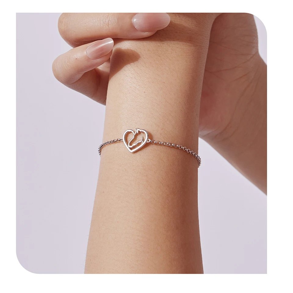 Conjunto de joyería Bamoer para amantes de los caballos, en plata de ley 925: pendientes de botón con forma de corazón y caballo, estilo minimalista. Ideal como regalo. Conjunto de joyería Bamoer para amantes de los caballos, en plata de ley 925: pendientes de botón con forma de corazón y caballo, estilo minimalista. Ideal como regalo.