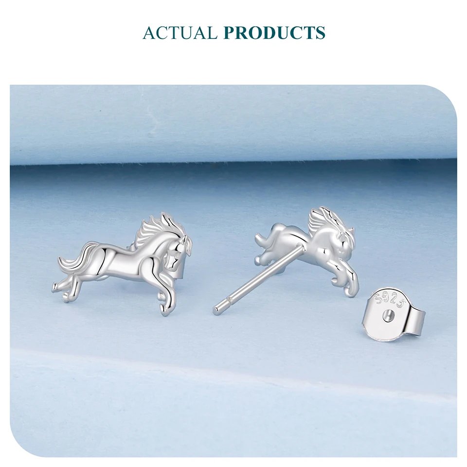 Conjunto de joyería Bamoer para amantes de los caballos, en plata de ley 925: pendientes de botón con forma de corazón y caballo, estilo minimalista. Ideal como regalo. Conjunto de joyería Bamoer para amantes de los caballos, en plata de ley 925: pendientes de botón con forma de corazón y caballo, estilo minimalista. Ideal como regalo.