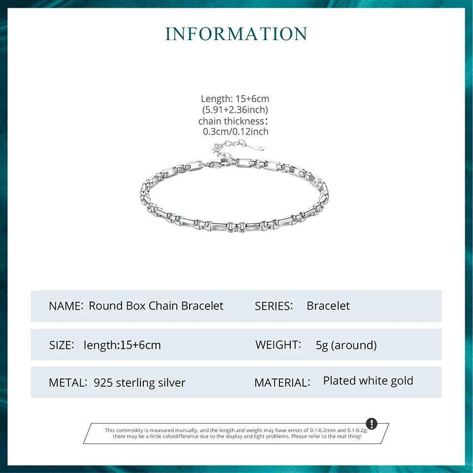 Bamoer 925 Sterling Silver Chunky Box Chain Bracelet Strand Round Beads Link Chain for Women Teens Gift Adjustable Wrist Decor Bamoer 925 Sterling Silver Chunky Box Chain Bracelet Strand Round Beads Link Chain for Women Teens Gift Adjustable Wrist Decor