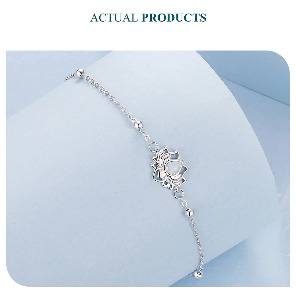 Pulsera Bamoer de plata de ley 925 con cadena de loto de ópalo, cuentas redondas y eslabones ajustables. Ideal para mujeres y adolescentes. Diseño vintage floral para la muñeca. Pulsera Bamoer de plata de ley 925 con cadena de loto de ópalo, cuentas redondas y eslabones ajustables. Ideal para mujeres y adolescentes. Diseño vintage floral para la muñeca.