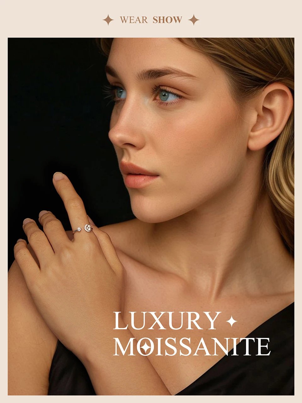 Anillo ajustable BAMOER Moissanita chapado en oro blanco, plata de ley 925, exquisito anillo abierto para mujer, joyería fina, regalo MSR067-E Anillo ajustable BAMOER Moissanita chapado en oro blanco, plata de ley 925, exquisito anillo abierto para mujer, joyería fina, regalo MSR067-E