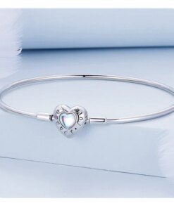Pulsera Forever Love de Plata de Ley 925 con Dijes de Corazón y Cierre de Gato