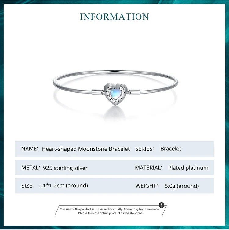 Pulsera Bamoer 100% plata de ley 925 con dijes de corazón brillante y amor eterno para mujer, con cierre de gato, cadena de serpiente, joyería fina