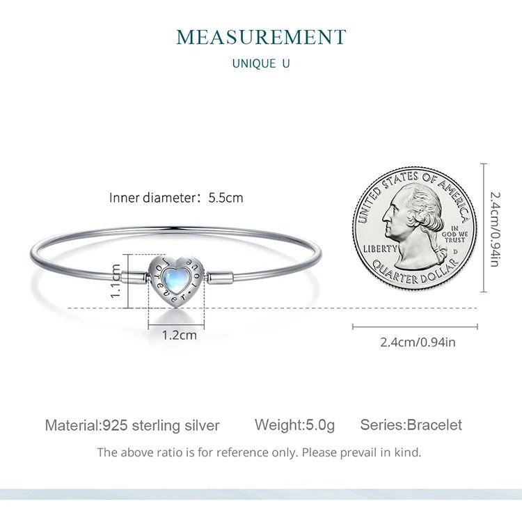 Pulsera Bamoer 100% plata de ley 925 con dijes de corazón brillante y amor eterno para mujer, con cierre de gato, cadena de serpiente, joyería fina