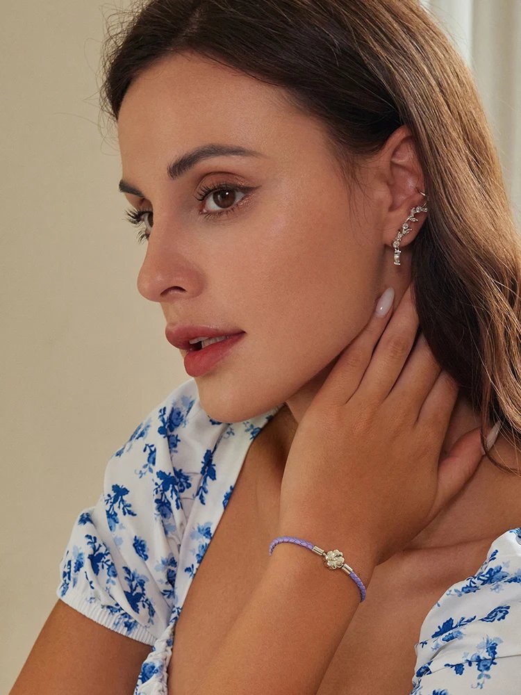 BAMOER Pulsera de la suerte de trébol de cuatro hojas de plata de ley 925, pulsera de cuero auténtico de tres colores para mujer, joyería fina DIY