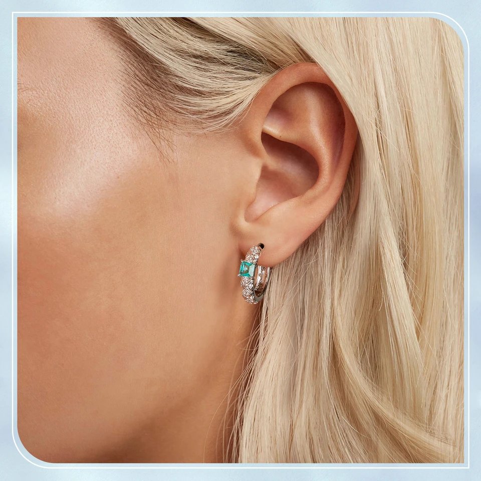 BAMOER 925 Sterling Silver Dainty CZ Huggie Earrings Platinum Filled Chunky intricate texture Minimalist Hoop Earrings