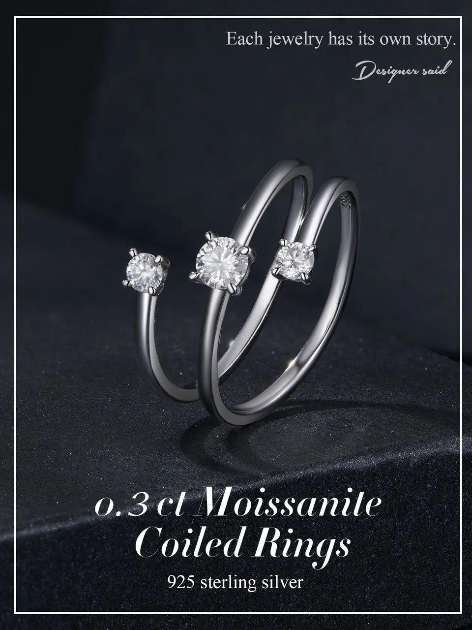 BAMOER Moissanite Multilayer Rings for Women, 925 Sterling Silver D Color VVS1 Clarity Round Cut Trendy Engagement Rings MSR043 BAMOER Moissanite Multilayer Rings for Women, 925 Sterling Silver D Color VVS1 Clarity Round Cut Trendy Engagement Rings MSR043