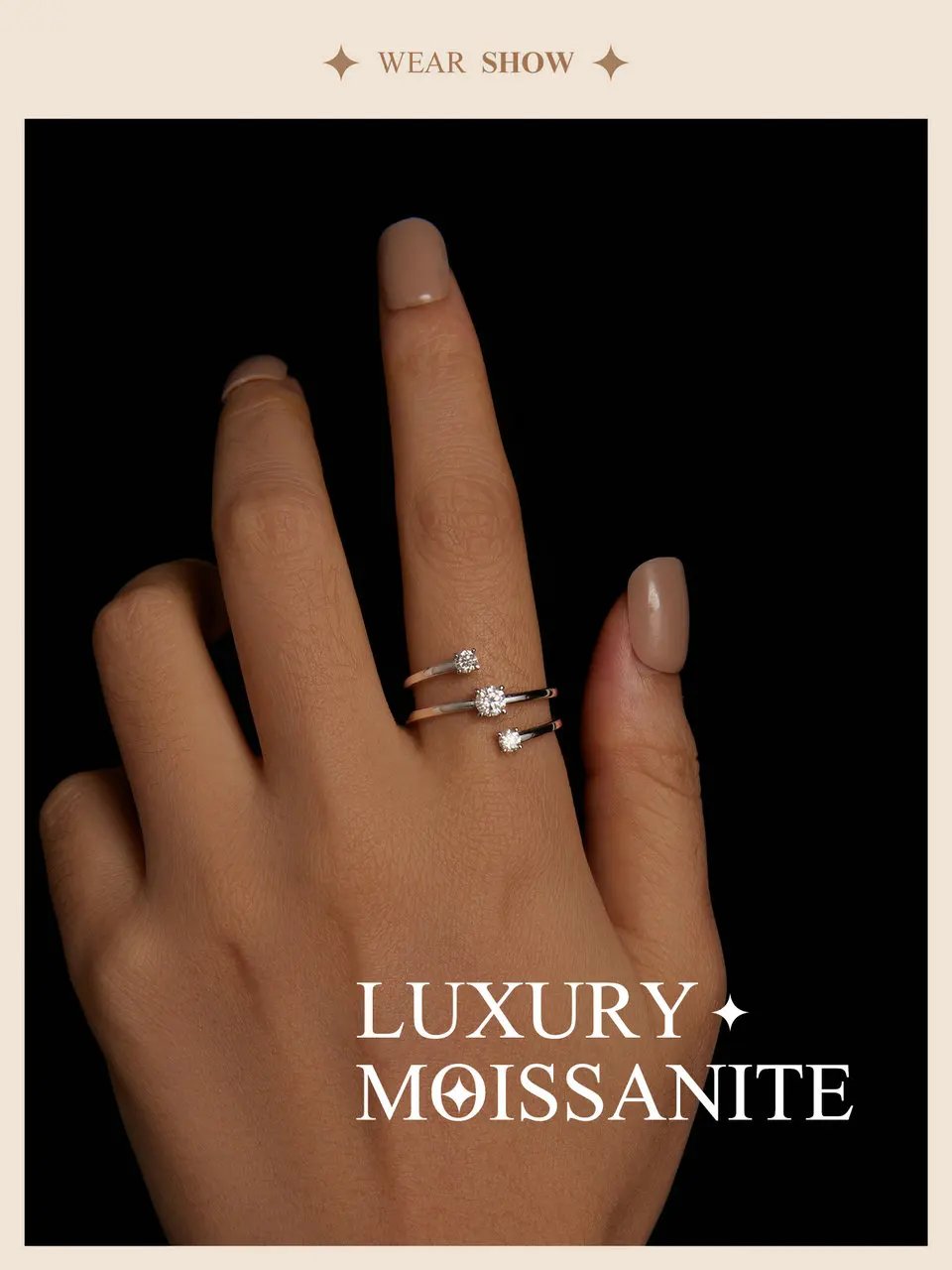 BAMOER Moissanite Multilayer Rings for Women, 925 Sterling Silver D Color VVS1 Clarity Round Cut Trendy Engagement Rings MSR043 BAMOER Moissanite Multilayer Rings for Women, 925 Sterling Silver D Color VVS1 Clarity Round Cut Trendy Engagement Rings MSR043