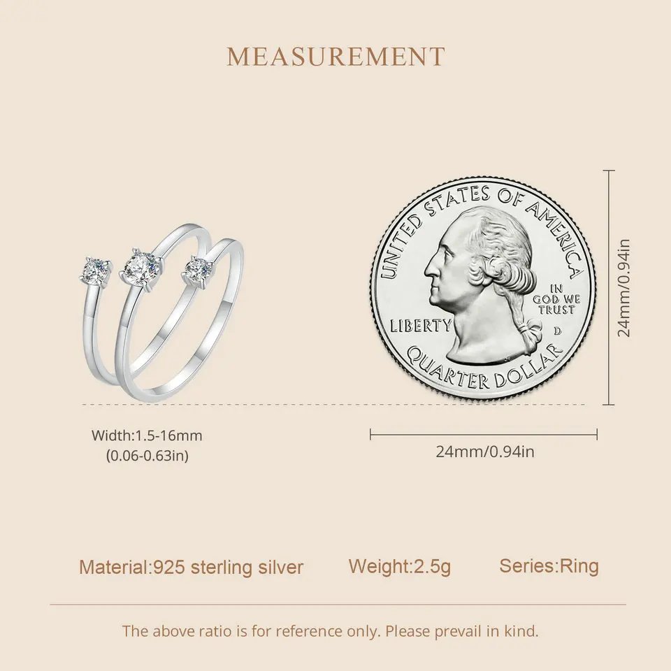 BAMOER Moissanite Multilayer Rings for Women, 925 Sterling Silver D Color VVS1 Clarity Round Cut Trendy Engagement Rings MSR043 BAMOER Moissanite Multilayer Rings for Women, 925 Sterling Silver D Color VVS1 Clarity Round Cut Trendy Engagement Rings MSR043