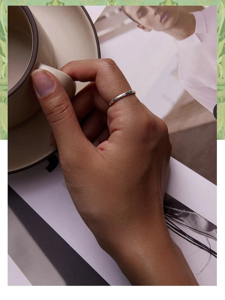 BAMOER Anillo de estrella de plata esterlina 925 auténtica para mujer, anillo turquesa, joyería de plata esterlina, regalo de la suerte y la paz