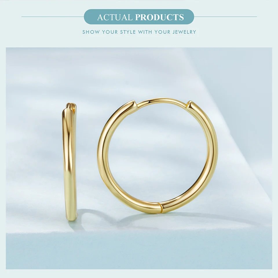 BAMOER Gold Hoop Earrings for Women, 925 Sterling Silver Minimalist Huggie Hoops Cartilage Piercing Earrings Ear Cuff for Women